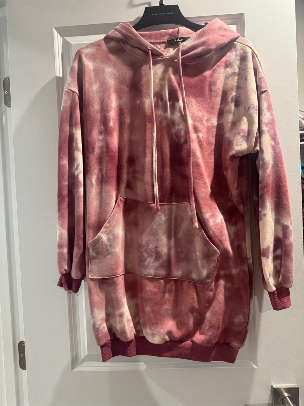 Lulu's Pink and Cream Tie-Dye Hoodie Dress